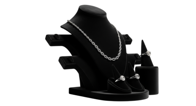 Velvet Jewelry Display Stand Isolated on Transparent Background