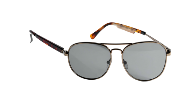 Round aviator glasses with tortoiseshell temples