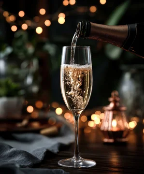 Sparkling Champagne Pour with Festive Glow