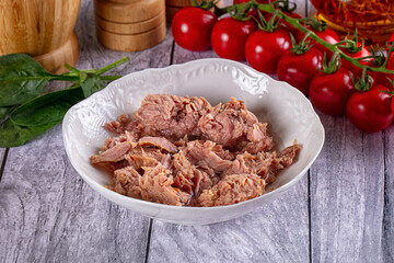 Canned Tuna fish in the bowl