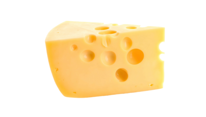 Triangular cheese wedge with holes against a black background