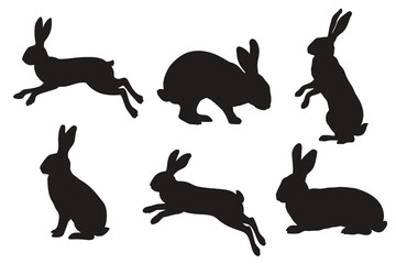 Rabbit and Hare Silhouette Vector Set
