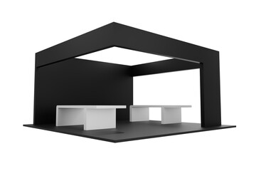 Modern Minimalist Black and White Exhibition Booth 3D Render