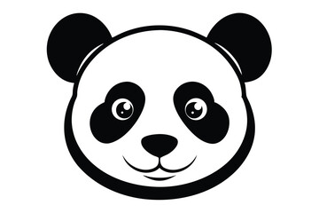 Black and white panda bear face smiling directly at the viewer shows playful joy
