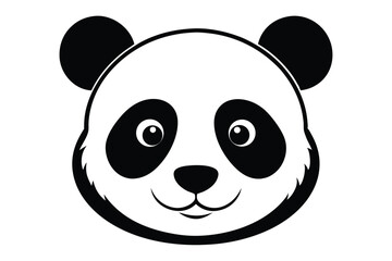 Adorable panda face shows simple black and white style, radiating calm confidence
