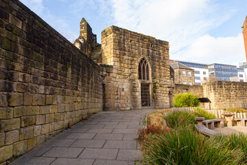 Newcastle Upon Tyne’s medieval town walls and inner face of Heber Tower © Harry Green