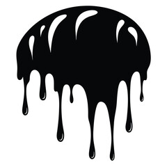 Dripping black blob with curved edges creates an abstract, flowing, liquidlike appearance