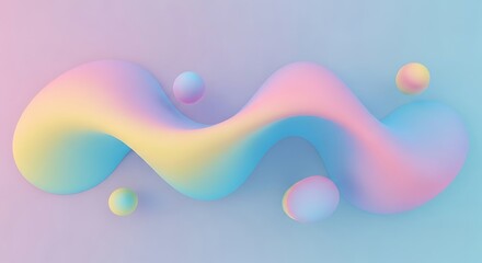 Ethereal Pastel Wave A Serene 3D Composition with Floating Gradient Spheres.