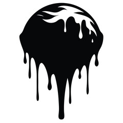 Black liquid drips down from top in dynamic motion creating striking abstract pattern