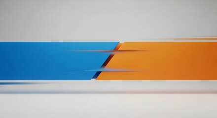 Dynamic Abstract Blue and Orange Horizontal Motion Blur on White.