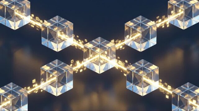 Abstract blockchain network connection, futuristic digital concept.