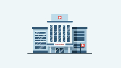 Vector illustration of a modern hospital building exterior. Flat design medical clinic icon for healthcare and emergency services