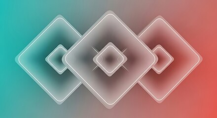 Dynamic Abstract Gradient Background with Overlapping Geometric Diamond Shapes and Glowing Edges.