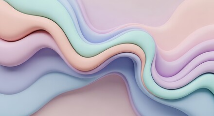 Pastel Waves Abstract Layers of Soft Color and Gentle Curves Modern Art.