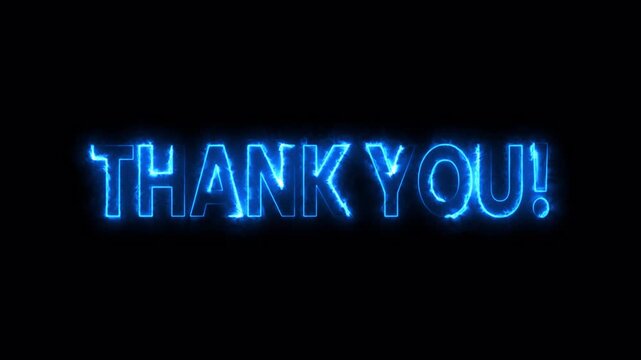 An animated glowing neon thank-you text icon. Vibrant, Multicolored Gratitude Message Loop for Presentation, Celebration, End Screen, and Outro Templates