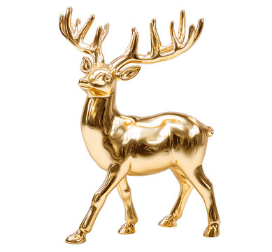 Golden deer home decoration isolated on white