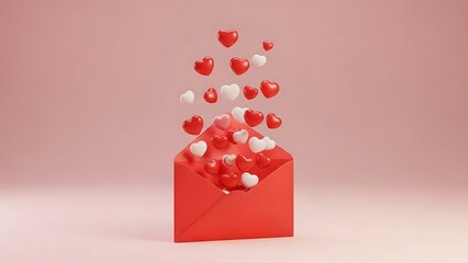 Floating hearts from an envelope a message of love and affection