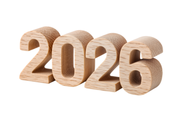Golden metallic 3D render illustration of the number 2026, a new year celebration symbol sign design for a holiday calendar date text word business icon
