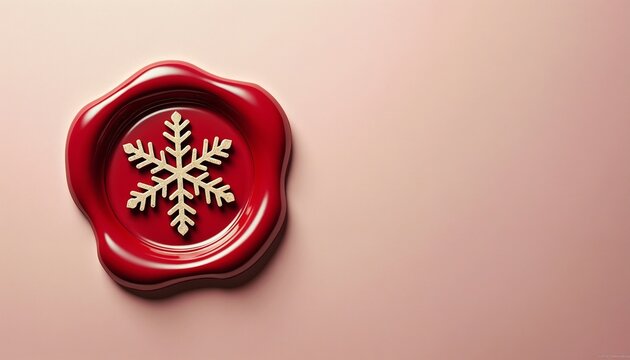 Elegant festive poster with red wax seal and snowflake stamp, copy space