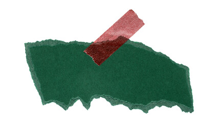 green torn paper with tape isolated on transparent png background,realistic torn cardboard paper...