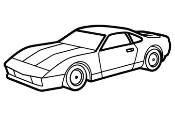 Bold outlined sports car presents a monochrome aesthetic ideal for detailed coloring pages