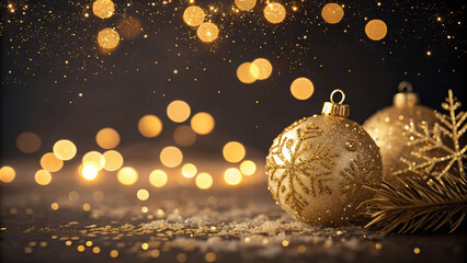 Dark background with shimmering gold bokeh lights, abstract, elegant, festive, holiday season background, high resolution