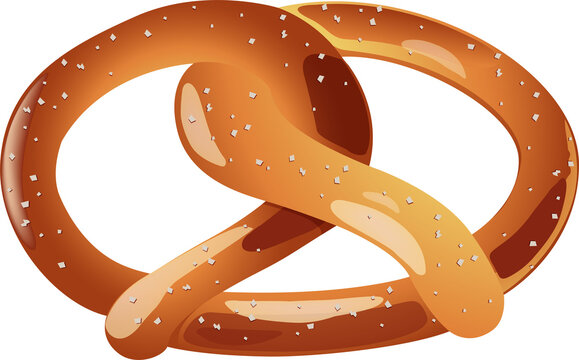 german pretzel vector illustration,  German traditional bread Prezel with salt illustration.
