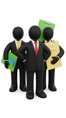 Corporate team of three colleagues holding clipboards ready to work