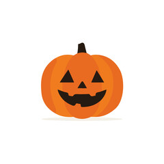 Modern flat 2D vector illustration of Jack-o-lantern, clean and minimal design, isolated on white background.