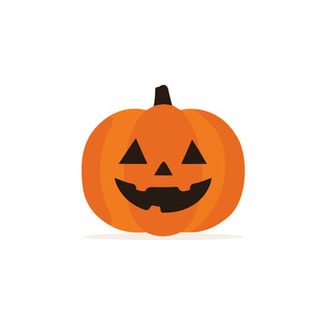Modern flat 2D vector illustration of Jack-o-lantern, clean and minimal design, isolated on white background.