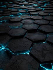 Cracked concrete with blue lightning