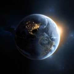 Earth illuminated by sunlight