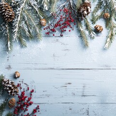 Winter Scene with Christmas Decorations