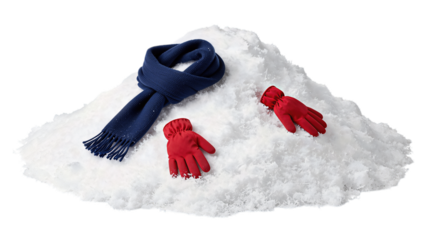 Red Gloves and Blue Scarf on Snow