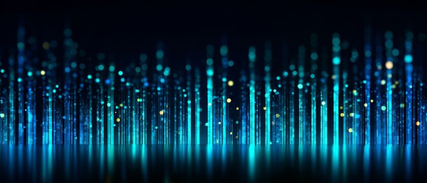 Glowing blue vertical data streams background