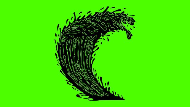 ocean illustration nature silhouette video logo green icon screen outline blue sea wave water power surf splash beach summer shape for vector graphic background