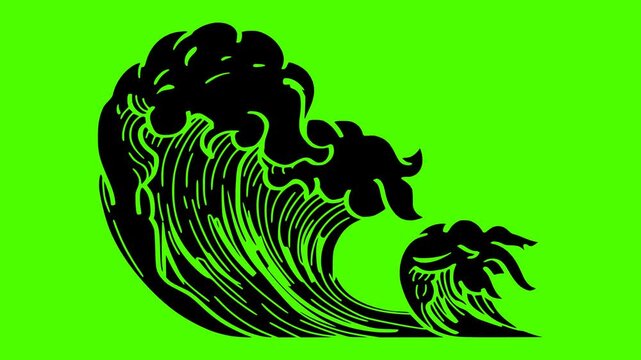 ocean illustration nature silhouette video logo green icon screen outline blue sea wave water power surf splash beach summer shape for vector graphic background