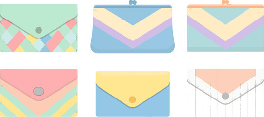 Colorful Geometric Clutch Wallets Set in Pastel Shades for Fashion Accessories