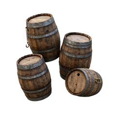 Fototapeta premium Rustic Wooden Barrels with Metal Bands