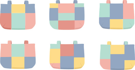 Colorful Patchwork Tote Bags Set in Pastel Colors for Casual Fashion