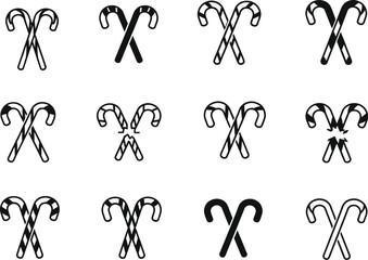 Black Candy Cane Vector Icon