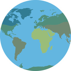 Flat Style Simplified World Map Geography Illustration Detailed Earth Graphic