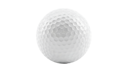 A classic white golf ball with its characteristic dimpled surface, shown as a single piece of sporting equipment isolated on a clean white background
