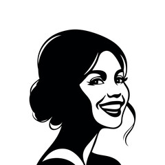 Woman face silhouette. Vector drawing on a white background.	

