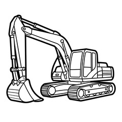 excavator coloring page line art