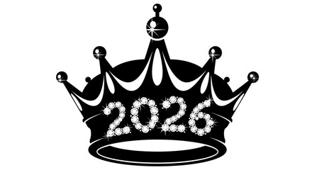 Black and white crown with the year 2026 in sparkling letters.