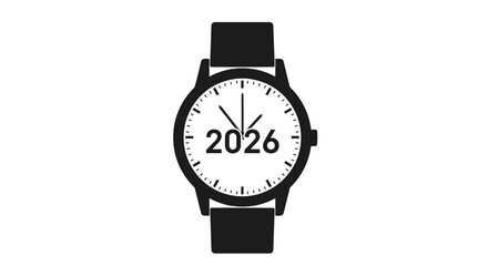 Wristwatch with 2026 on the face, indicating a future date or year.