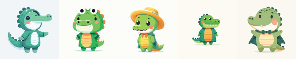 cute crocodile vector in cute costume