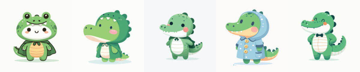 cute crocodile vector in cute costume