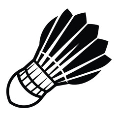 A monochrome shuttlecock with an outlined cup sits against a clean white backdrop